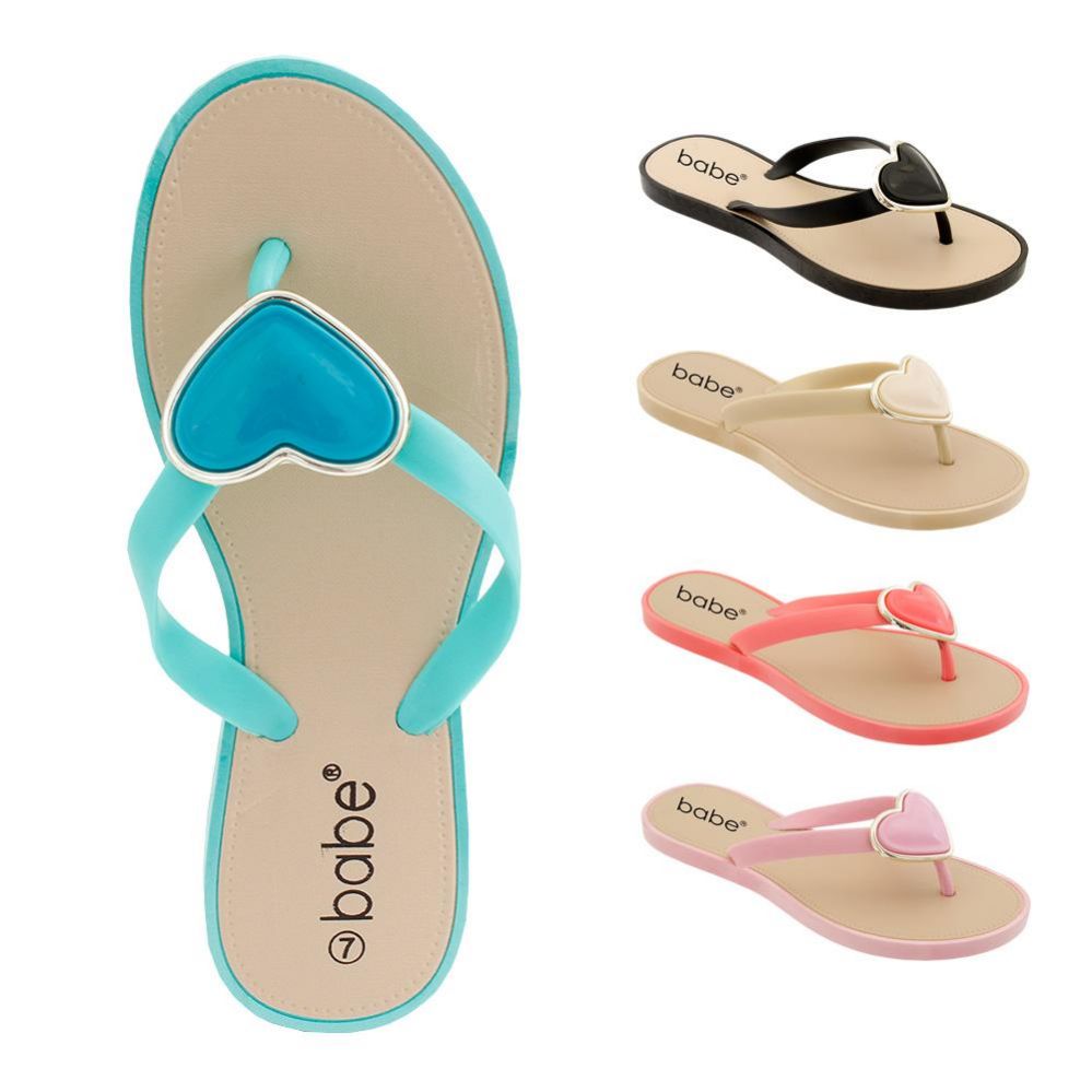 Wholesale Footwear Women's Flip Flop with heart ornament at