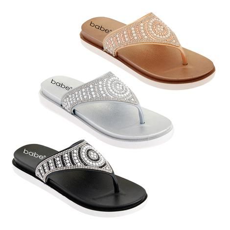 Wholesale Footwear Women's Jeweled Thong Sandals In Assorted Color - at - buywholesalefootwear.com