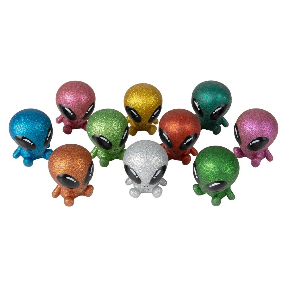 Wholesale Footwear 2.5" Rubber Glitter Galactic Alien