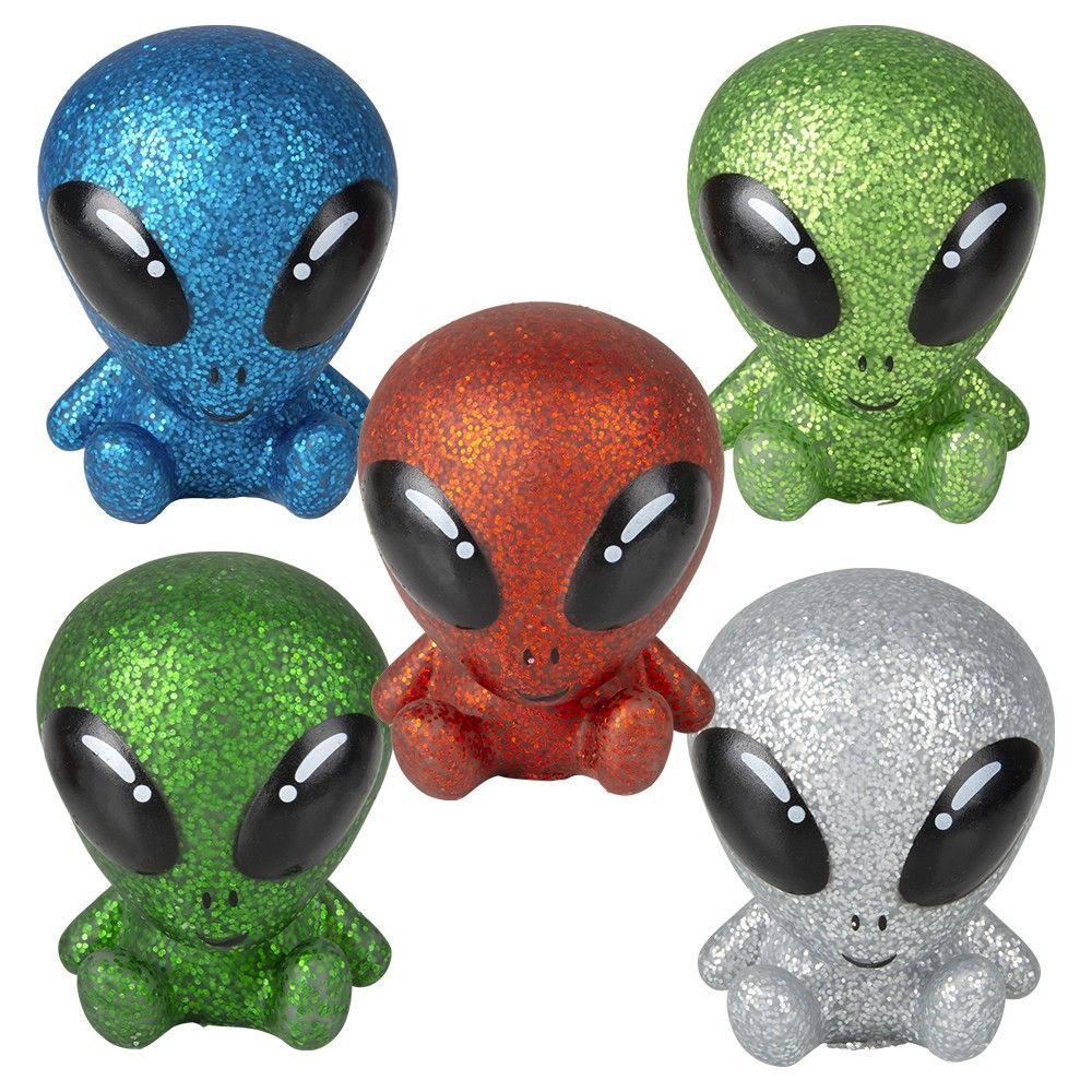 Wholesale Footwear 2.5" Rubber Glitter Galactic Alien
