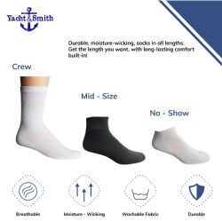 Wholesale Footwear Yacht & Smith Men's Cotton Terry Cushioned Crew Socks Navy Size 10-13 Bulk Packs