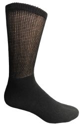 Wholesale Footwear Yacht & Smith Men's King Size Loose Fit NoN-Binding Cotton Diabetic Crew Socks Black Size 13-16