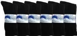 Wholesale Footwear Yacht & Smith Men's Loose Fit NoN-Binding Soft Cotton Diabetic Crew Socks Size 10-13 Black