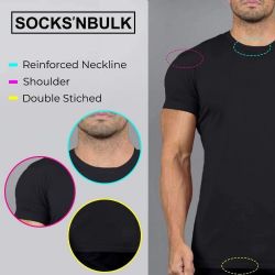 Wholesale Footwear Mens Cotton Crew Neck Short Sleeve T-Shirts Black, X-Large
