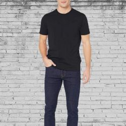 Wholesale Footwear Mens Cotton Crew Neck Short Sleeve T-Shirts Black, X-Large