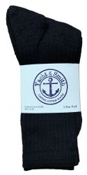 Wholesale Footwear Yacht & Smith Women's Cotton Crew Socks Black Size 9-11 Bulk Pack