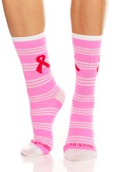 Wholesale Footwear Yacht & Smith Printed Breast Cancer Awareness Socks, Pink Ribbon Women Crew Socks