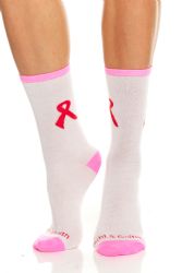 Wholesale Footwear Yacht & Smith Printed Breast Cancer Awareness Socks, Pink Ribbon Women Crew Socks