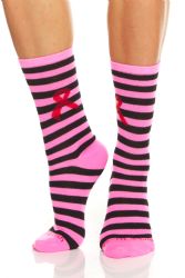 Wholesale Footwear Yacht & Smith Printed Breast Cancer Awareness Socks, Pink Ribbon Women Crew Socks