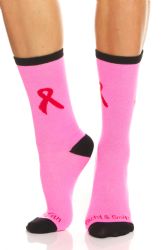 Wholesale Footwear Yacht & Smith Printed Breast Cancer Awareness Socks, Pink Ribbon Women Crew Socks
