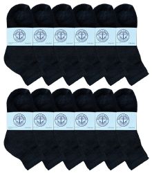Wholesale Footwear Yacht & Smith Kids Cotton Quarter Ankle Socks In Black Size 6-8 Bulk Pack