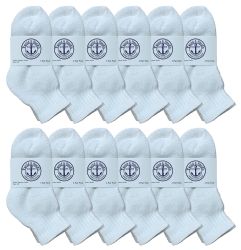 Wholesale Footwear Yacht & Smith Kids Cotton Quarter Ankle Socks In White Size 4-6 Bulk Pack