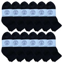 Wholesale Footwear Yacht & Smith Kids Cotton Quarter Ankle Socks In Black Size 4-6 Bulk Pack