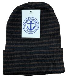 Wholesale Footwear Yacht & Smith Unisex Knit Winter Hat With Stripes Assorted Colors