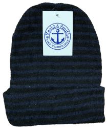 Wholesale Footwear Yacht & Smith Unisex Knit Winter Hat With Stripes Assorted Colors