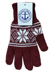 Wholesale Footwear Yacht & Smith Snowflake Print Mens Winter Gloves With Stretch Cuff