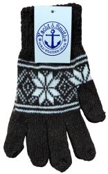 Wholesale Footwear Yacht & Smith Snowflake Print Mens Winter Gloves With Stretch Cuff