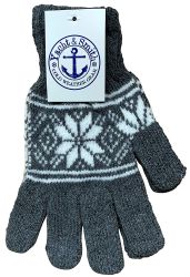 Wholesale Footwear Yacht & Smith Snowflake Print Womens Winter Gloves With Stretch Cuff
