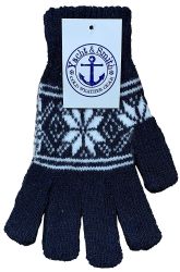 Wholesale Footwear Yacht & Smith Snowflake Print Womens Winter Gloves With Stretch Cuff