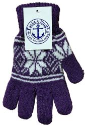 Wholesale Footwear Yacht & Smith Snowflake Print Womens Winter Gloves With Stretch Cuff