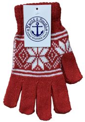 Wholesale Footwear Yacht & Smith Snowflake Print Womens Winter Gloves With Stretch Cuff