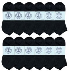 Wholesale Footwear Yacht & Smith Women's NO-Show Cotton Ankle Socks Size 9-11 Black Bulk Pack