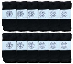 Wholesale Footwear Yacht & Smith Kids Black Solid Tube Socks Size 4-6 Bulk Pack