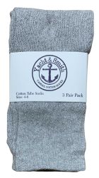 Wholesale Footwear Yacht & Smith Kids Gray Solid Tube Socks Size 4-6 Bulk Pack
