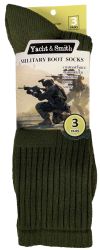 Wholesale Footwear Yacht & Smith Men's Army Socks, Military Grade Socks Size 10-13 Solid Army Green