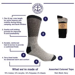 Wholesale Footwear Yacht & Smith Mens Warm Cotton Thermal Socks, Sock Size 10-13