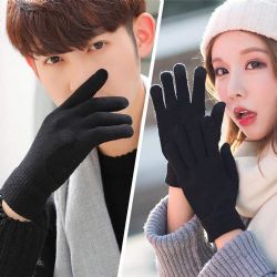 Wholesale Footwear Yacht & Smith 2 Piece Unisex Warm Winter Hats And Glove Set Solid Black