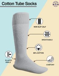 Wholesale Footwear Yacht & Smith Men's Cotton 31 Inch Terry Cushioned Athletic Black Tube Socks Size 13-16