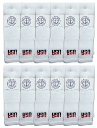 Wholesale Footwear Yacht & Smith Men's Cotton 31 Inch Terry Cushioned Athletic White Usa Logo Tube Socks Size 13-16