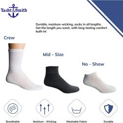 Wholesale Footwear Yacht & Smith Kids Unisex 97% Cotton Low Cut No Show Loafer Socks Size 6-8 Solid White