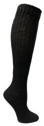 Wholesale Footwear Yacht & Smith Womens Heavy Cotton Slouch Socks, Solid Black
