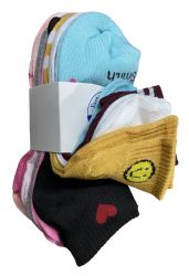 Wholesale Footwear Yacht & Smith Assorted Pack Of Girls Low Cut Printed Ankle Socks Bulk Buy