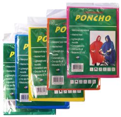 Wholesale Footwear Yacht & Smith Unisex One Size Reusable Rain Poncho Assorted Colors 60g Peva