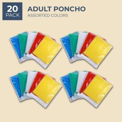 Wholesale Footwear Yacht & Smith Unisex One Size Reusable Rain Poncho Assorted Colors 60g pe