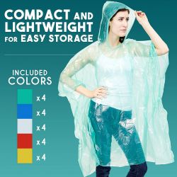Wholesale Footwear Yacht & Smith Unisex One Size Reusable Rain Poncho Assorted Colors 60g pe