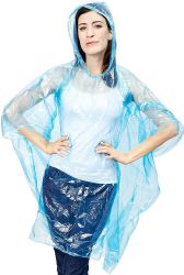 Wholesale Footwear Yacht & Smith Unisex One Size Reusable Rain Poncho Assorted Colors 60g pe