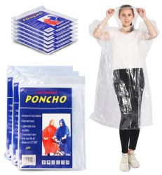 Wholesale Footwear Yacht & Smith Unisex One Size Reusable Rain Poncho Clear 60g pe