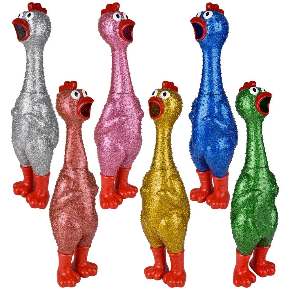 Wholesale Footwear 24" Giant Sparkle Rubber Chicken 6ct