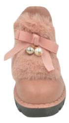Wholesale Footwear Women Faux Fur Winter Bow Ankle Boots Color Blush Size 5-10