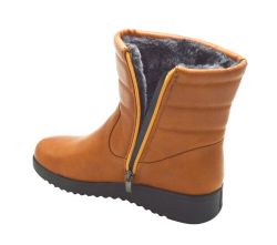Wholesale Footwear Womens Fashion Comfortable Casual Round Toe Boots With Fur Lining Color Tan Size 7-11