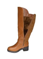 Wholesale Footwear Women's Comfortable Zipper High Boots Lightweight Color Brown Size 6-10