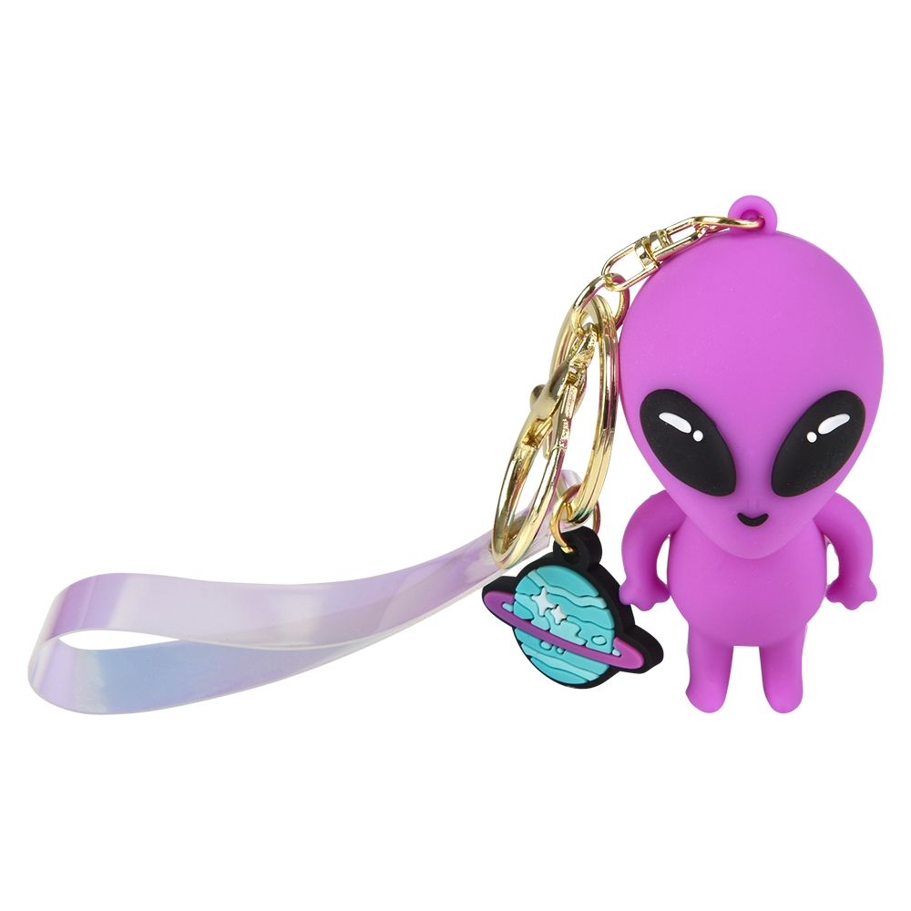 Wholesale Footwear 2.25" Alien Charm Wristlet Backpack Keyring 24ct