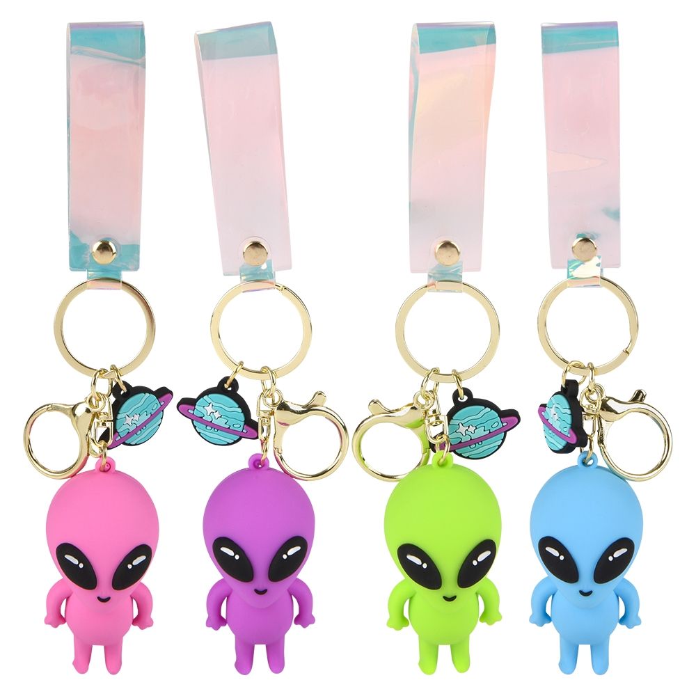 Wholesale Footwear 2.25" Alien Charm Wristlet Backpack Keyring 24ct