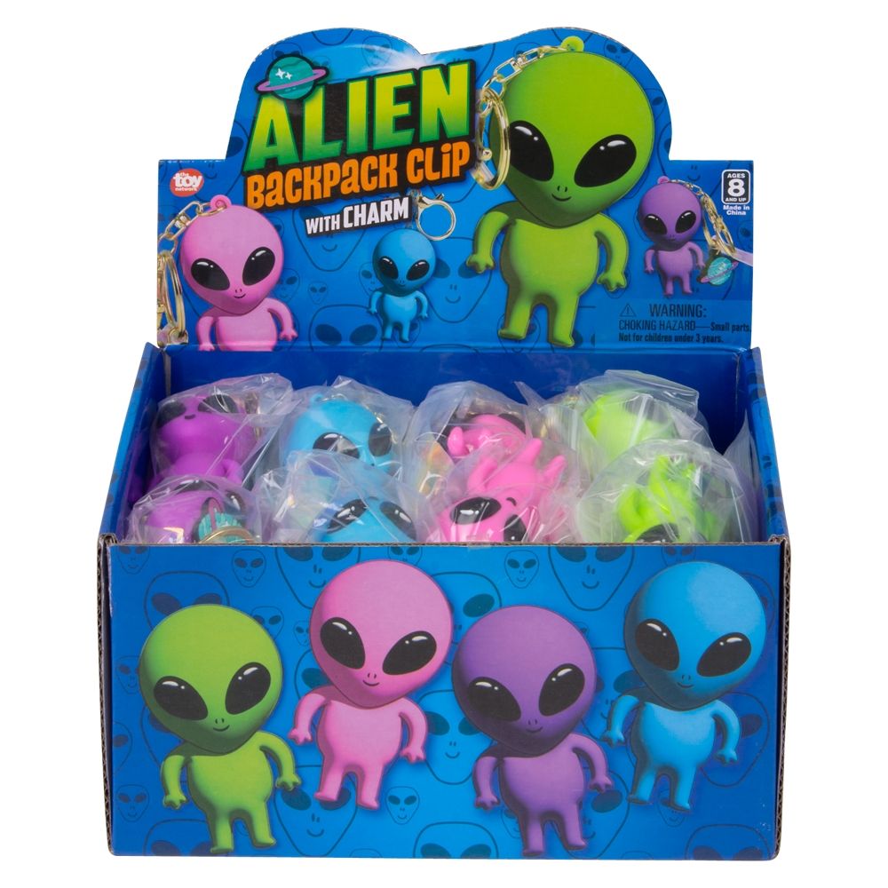 Wholesale Footwear 2.25" Alien Charm Wristlet Backpack Keyring 24ct