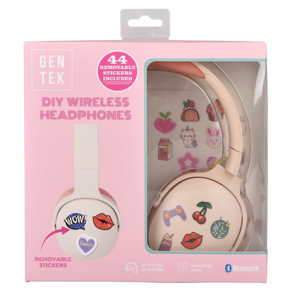 Wholesale Footwear Gentek Wireless Headphones With Stickers (pink)