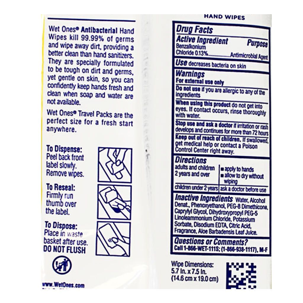 Wholesale Footwear Wet Ones Tropical Splash Antibacterial Wipes - Pack Of 20